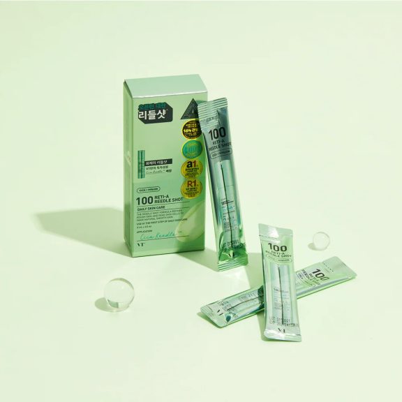 VT Cosmetics 100 Reti-A Reedle Shot Face - Pórusfinomító mikrotűs kezelés retinollal – 10 darabos utazó kiszerelés