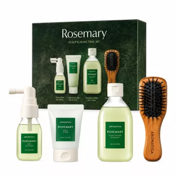   Aromatica - Rosemary Scalp Scaling Trial Kit - Próba készlet 4 db termékkel és mini fésűvel