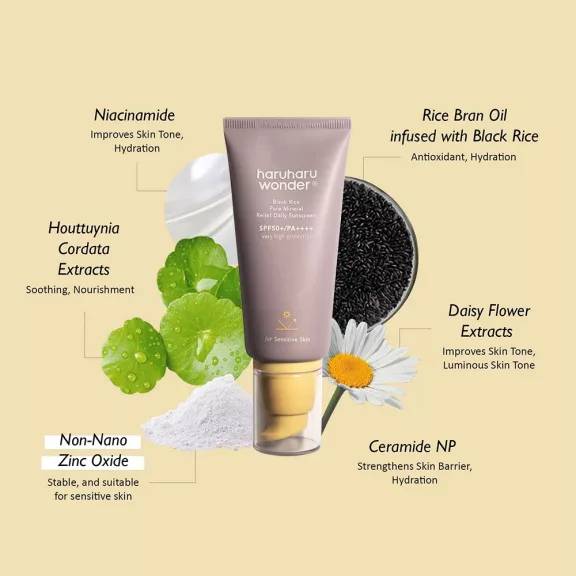 HaruHaru Wonder Black Rice Pure Mineral Relief Daily Sunscreen SPF50+ - Fényvédő