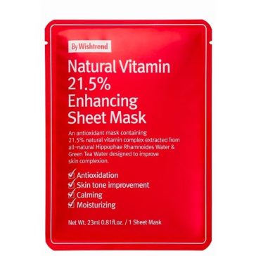   By Wishtrend Natural Vitamin 21.5% Enhancing Sheet Mask - Fátyolmaszk antioxidánsokkal