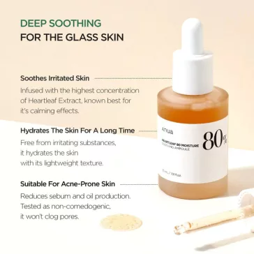   Anua Heartleaf 80% Moisture Soothing Ampoule 30ml - Soothing Facial Ampoule