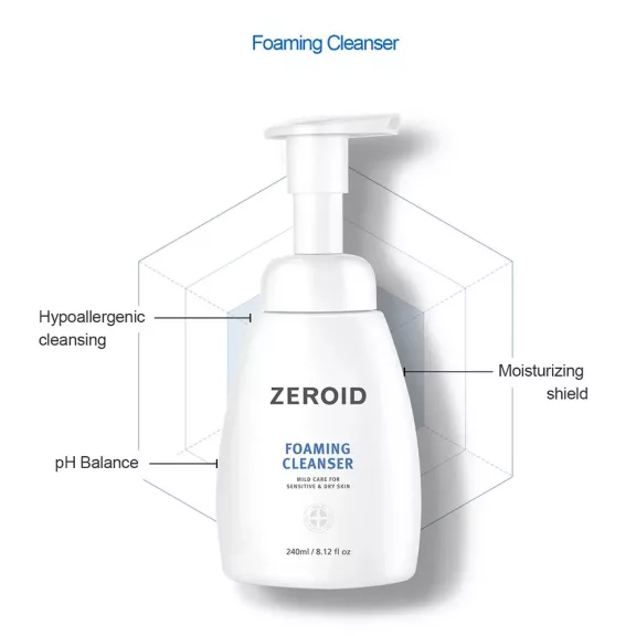 Zeroid Foaming Cleanser 240ml - Universal Face and Body Cleansing Foam